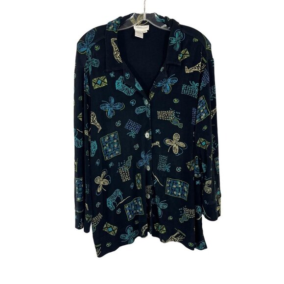 Coldwater Creek Slinky Knit Long Sleeve Shirt Wrinkle Resistant Artsy Size XXL - Picture 1 of 6